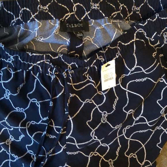 NWT Talbots palazzo pants navy nautical pattern 4 - Picture 3 of 5